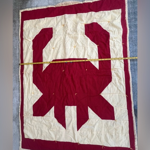 Crab Quilt Handmade Yellow Red Baby Blanket Nautical Ocean Nursery Kids Room - Picture 6 of 7